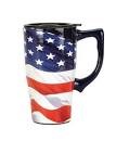 TRAVEL MUG-CERAMIC U.S FLAG 18Z