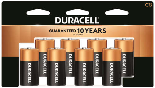 Duracell MN14R8DWZ17 Alkaline Battery, C, Manganese Dioxide, 1.5 V
