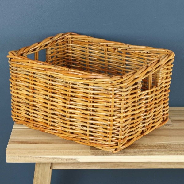 Willow BASKET Rect Honey W/Line