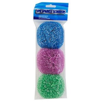 SCOURER 3PK PLASTIC SPARKLE 9G