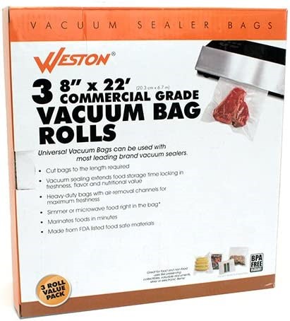 Vac Sealer Bags 8 X 22 Roll 3PK