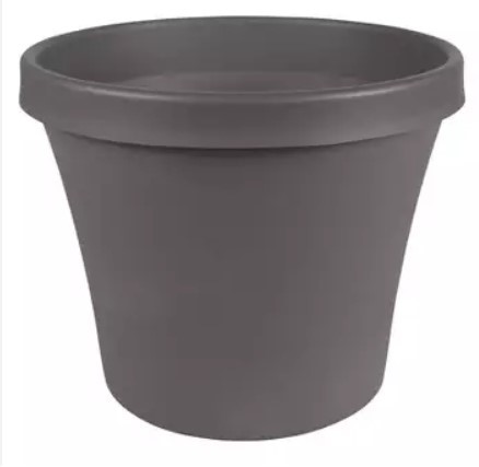 Bloem SP12908 Saturn Series Planter with Saucer,  Charcoal 12in