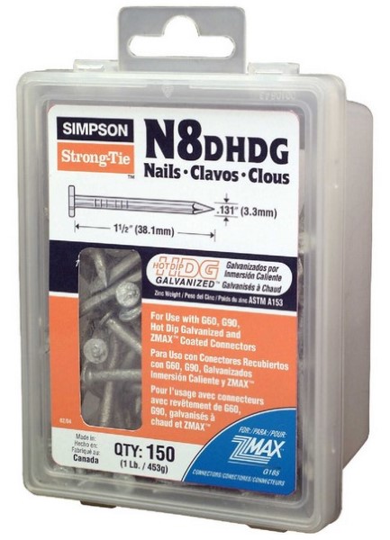 Simpson Strong-Tie N8DHDGR 8D x 1-1/2 In. Hot Dipped Galvanized Nails,  1LB