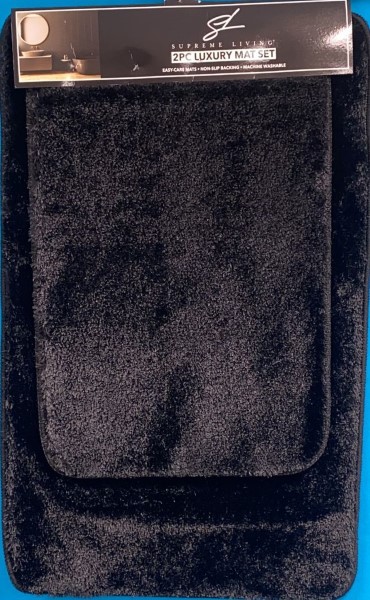 LUXURY MICROF MAT SET BLACK 2PC