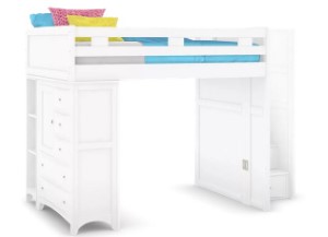 Ivy League 2.0 White Full Step Loft Bunk with Chest