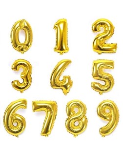 Gold 0-9 Number Balloons Foil Balloons, 16" (Assorted)