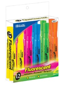 BAZIC 2331 FLUORESCENT HIGHLIGHTER, 12PK