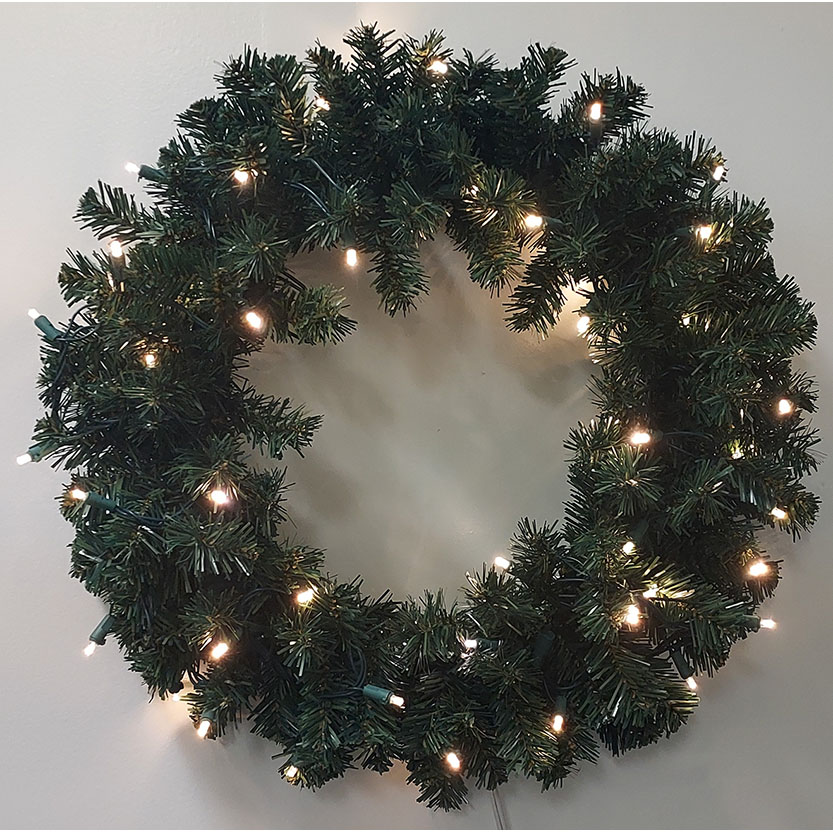 24 In. Pre-lit Noble Fir Artificial Christmas Wreath