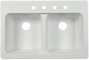 KINDRED FTW904BX Kitchen Sink, Top Mounting, Tectonite, White