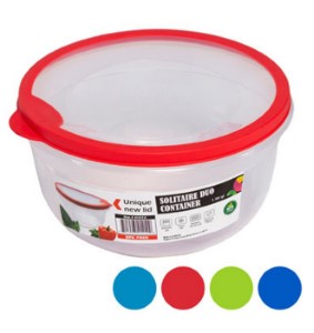 FOOD STORAGE CONTAINER ROUND|RUBBER RIM ON LID | 1.9 QT | 4 COLORS