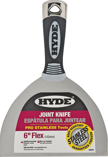 HYDE 06878 Joint Knife, Flexible Stainless Steel Blade, Cushion-Grip Black