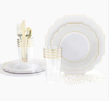 Clear/Gold 56PC Party Set