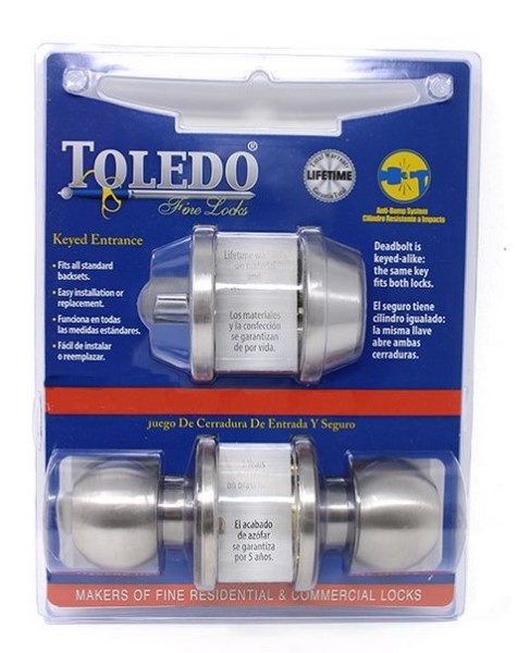 Toledo V1500-MA Single Cylinder Comboset / Malaga, Polished Stainless Steel