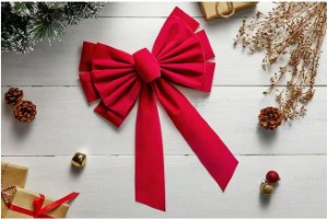 HOLIDAY RED CHRISTMAS BOW 16"