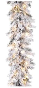 9 FT X 12" Snow Pine Garland Pre-lit With 100 LED Lights | Clear