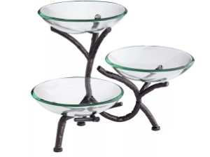 METAL 3TIER STAND W/GLASS BOWL