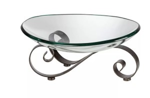 IRON STAND W/OVAL GLASS BOWL
