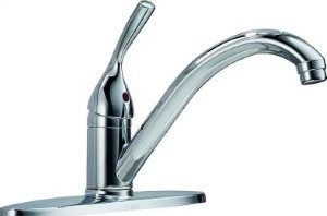 DELTA Classic 100-DST Kitchen Faucet, 10 in H Spout, Metal, Chrome