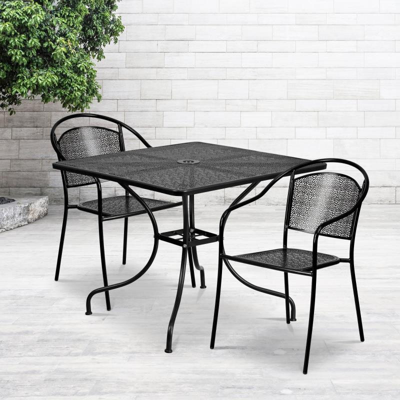 Oia Squ Blk Table Set 2Chairs