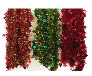 TINSEL GARLAND WITH STARS | 15FT