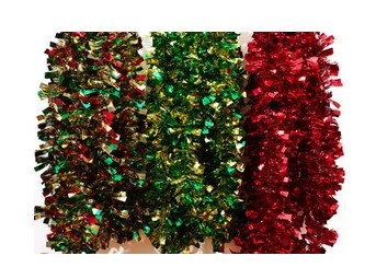 FLAT END TINSEL GARLAND | 15FT | ASSORTED