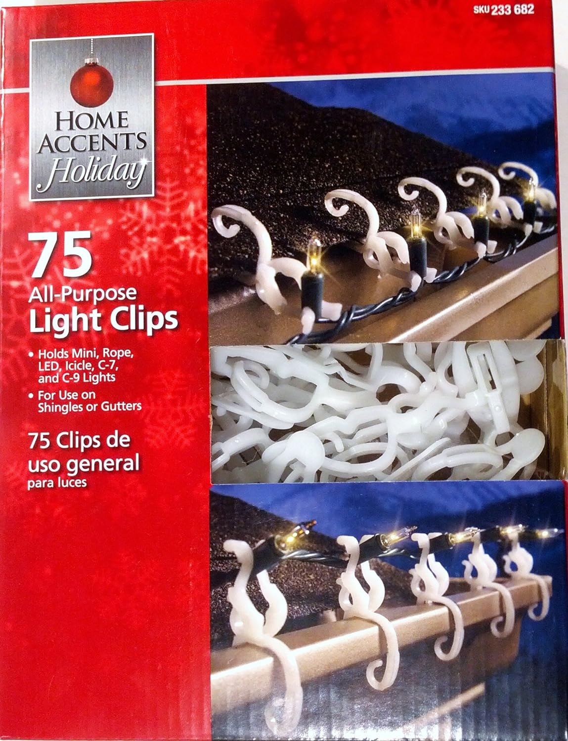 Home Accents Holiday 80195 Universal Shingle/Gutter Clip | 75 Count