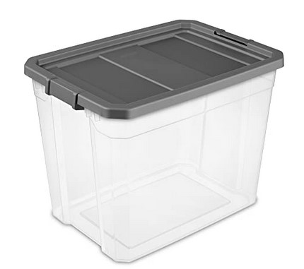 Sterilite Plastic Stacker Box | Flat Gray/Clear | 108 Qt.