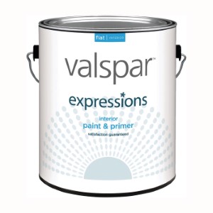 Valspar 17001 Latex Paint, Flat, White, 1 gal Can