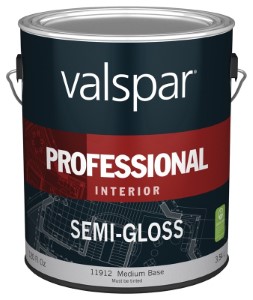 Valspar 11912 Interior Latex Paint, Semi-Gloss, Semi-Gloss Medium Base, 1