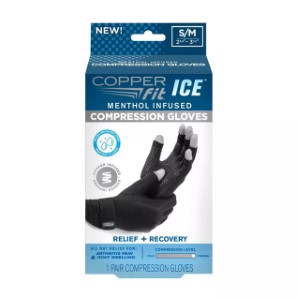 Copper Fit ICE Menthol Infused Compression Gloves | Small/Medium