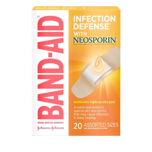 BAND-AID Bandages with Neosporin Antibiotic |  Assorted Sizes | 20 Count