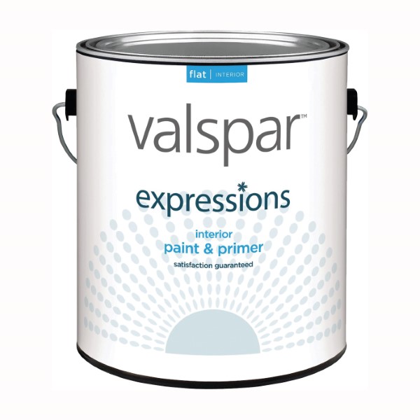 Valspar 17001 Latex Paint, Flat, White, 1 gal Can