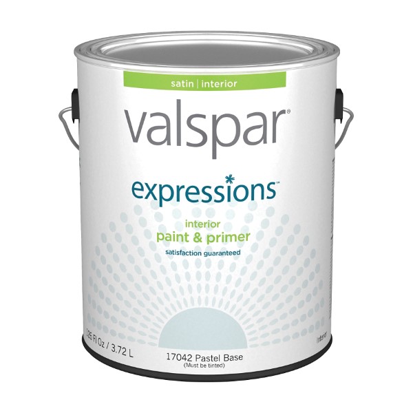 Valspar 17041 Latex Paint, Satin, White, 1 gal Can