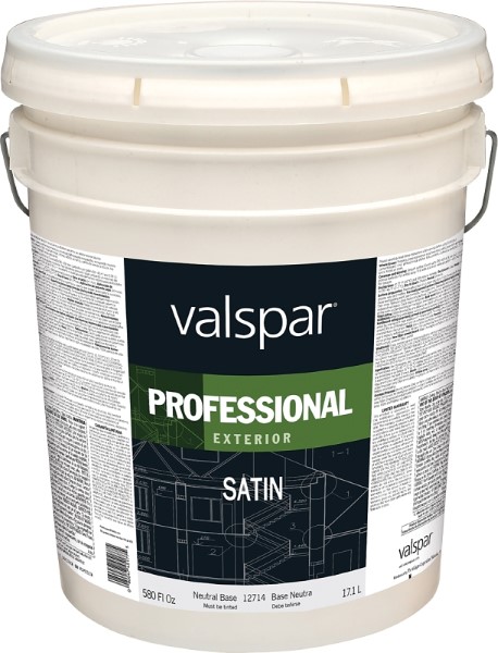 Valspar 12714 Professional Exterior House Paint, Neutral Base, Satin, 5 gal