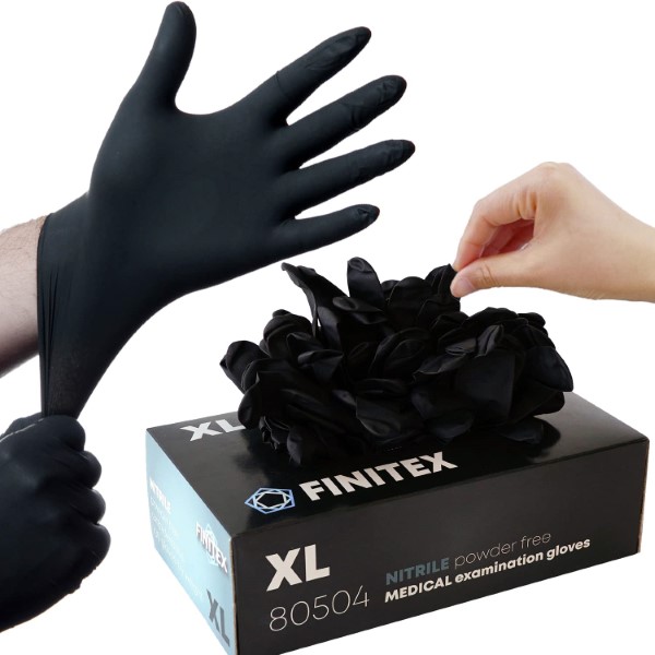 Gloveplus Textured Black Nitrile Glove Large