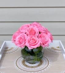 Real-touch Roses In Glass Vase