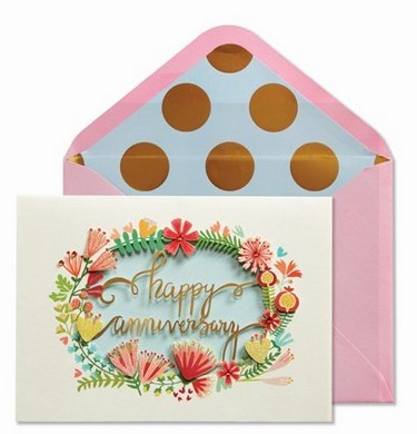 Pink Floral Wreath | Anniversary Card