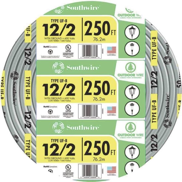 WIRE 12-2 X 250FT UF/W GROUND