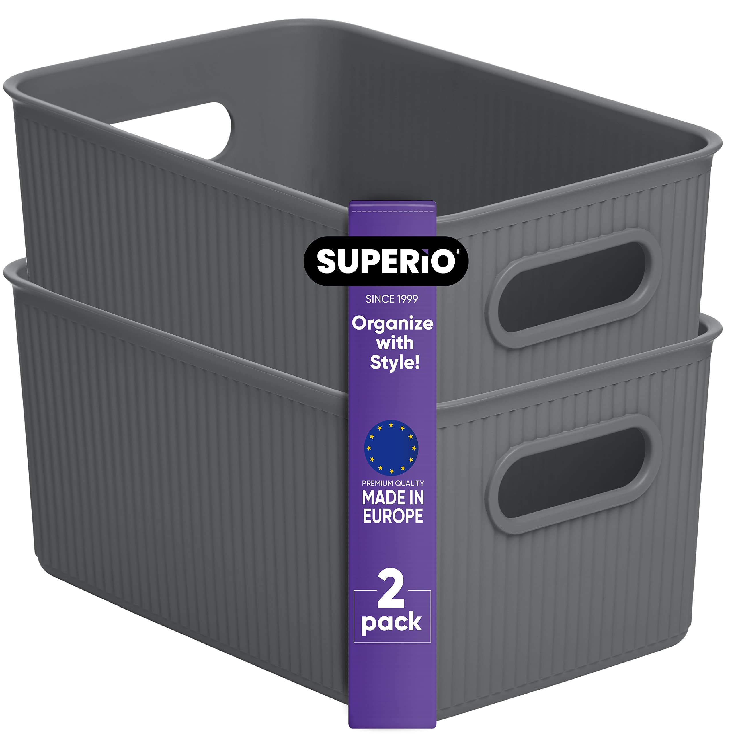 2PC SET RIBBED CLEAR BINS MEDIUM