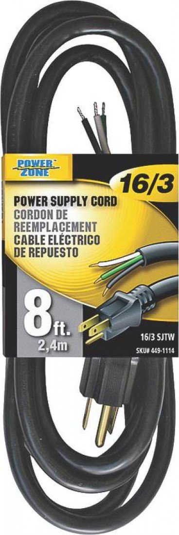 PowerZone Sjtw Power Cord, 16/3, 8 Ft