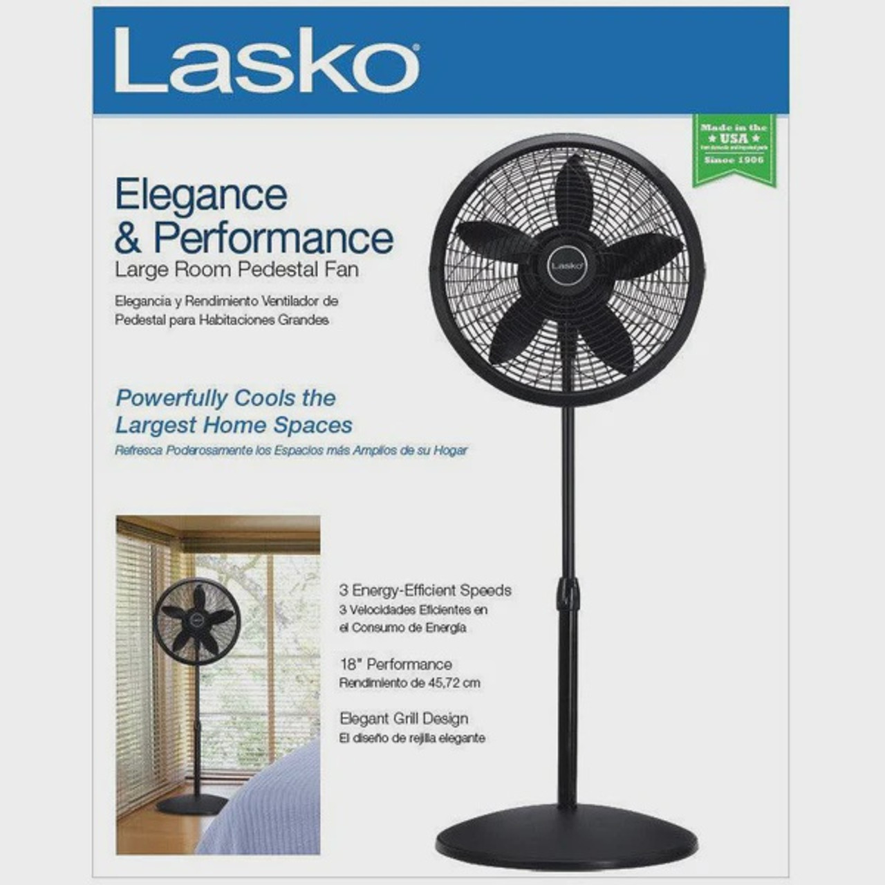 LASKO FAN 18" PEDASTAL BLACK